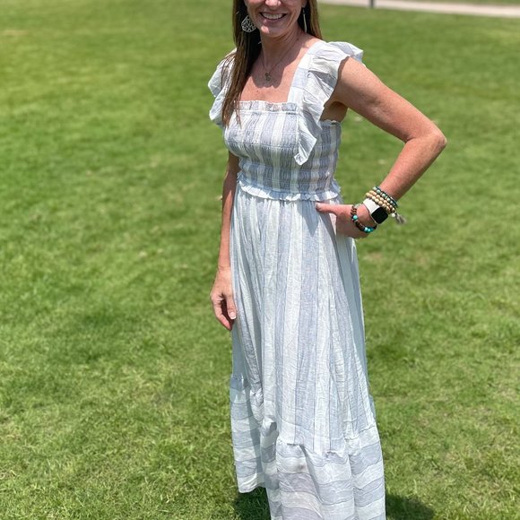 NWT Smocked Striped Flutter Sleeve Maxi Dress - Picture 5 of 9